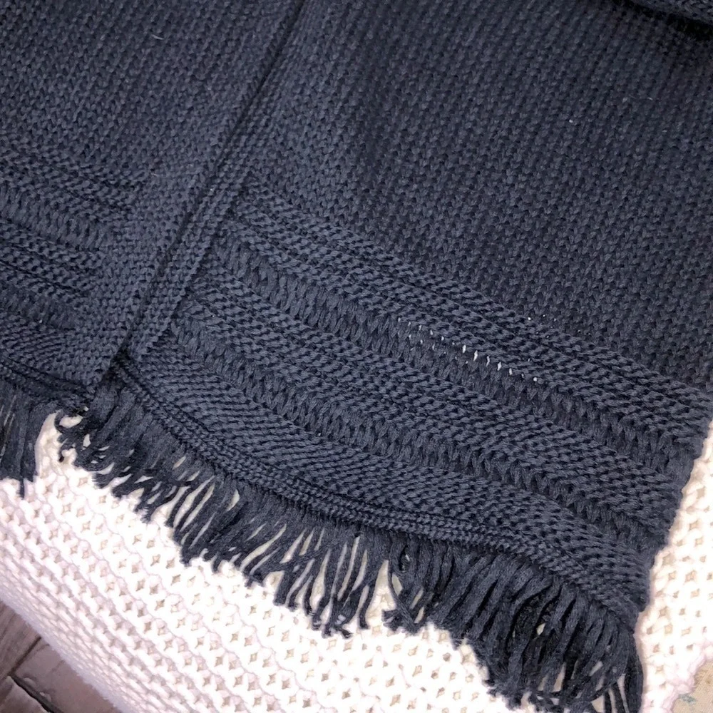 Artisan NY navy blue fringe sweater cardigan NWT